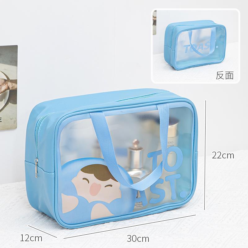 Bolsa de cosméticos de dibujos animados lindo de gran capacidad Pu bolsa de lavado a prueba de agua bolsa de almacenamiento transparente de cosméticos de lavado portátil de viaje