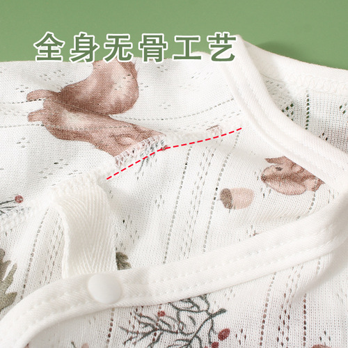 A Class Newborn Short Sleeve Onesie Climbing Suit Bodysuit Triangular Climbing Baby and Toddler Summer Thin Pure Cotton Non-Fluorescent Diaper Cover