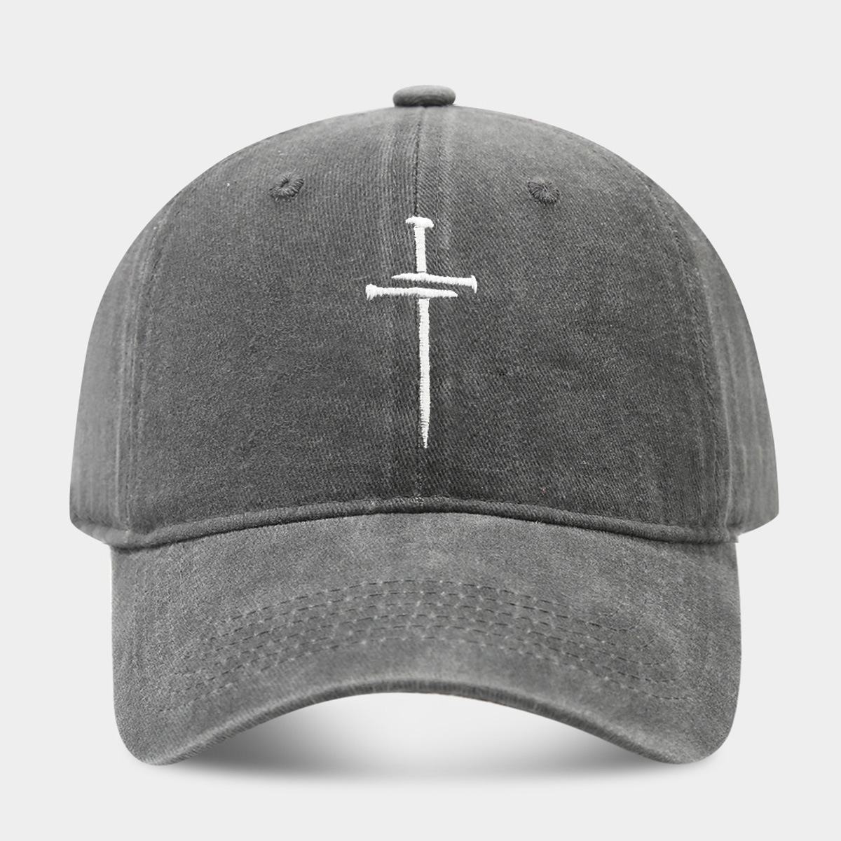 Cruz de uñas sombrero hombres y mujeres diversión ajustable suave superior lavado vintage algodón bordado Cruz gorra béisbol moda image 21