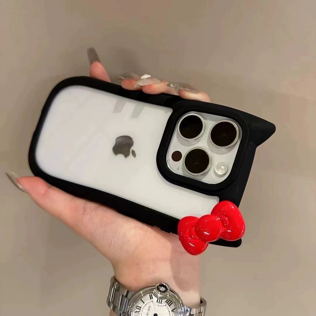 Совместимый с Apple iPhone 16, красный чехол для телефона с бантом, iPhone