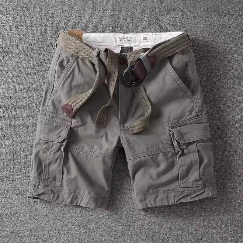 Ami Kaji Retro Heavy Casual Workwear Shorts Men's Trendy Summer Cotton Loose Four-point Five-point Pocket All-match