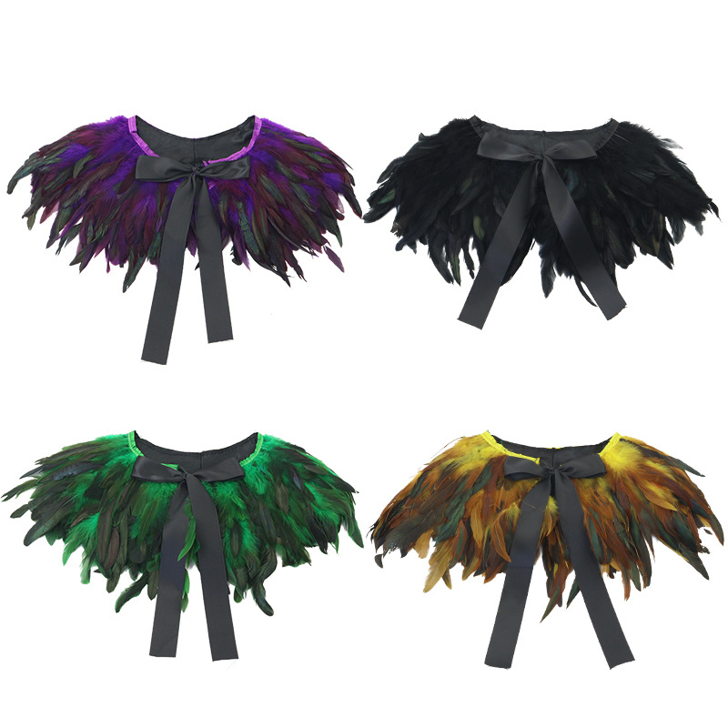 Ventas transfronterizas calientes de Halloween nuevos góticos plumas sopa oscuras espectáculo de baile vestido accesorios de desfile