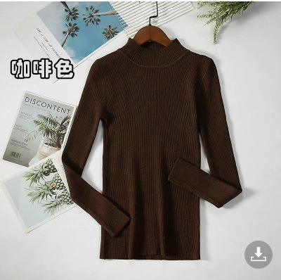 Свитер облегенного кроя из rib-knit, корейский стиль, высокий воротник, длинный рукав, один размер