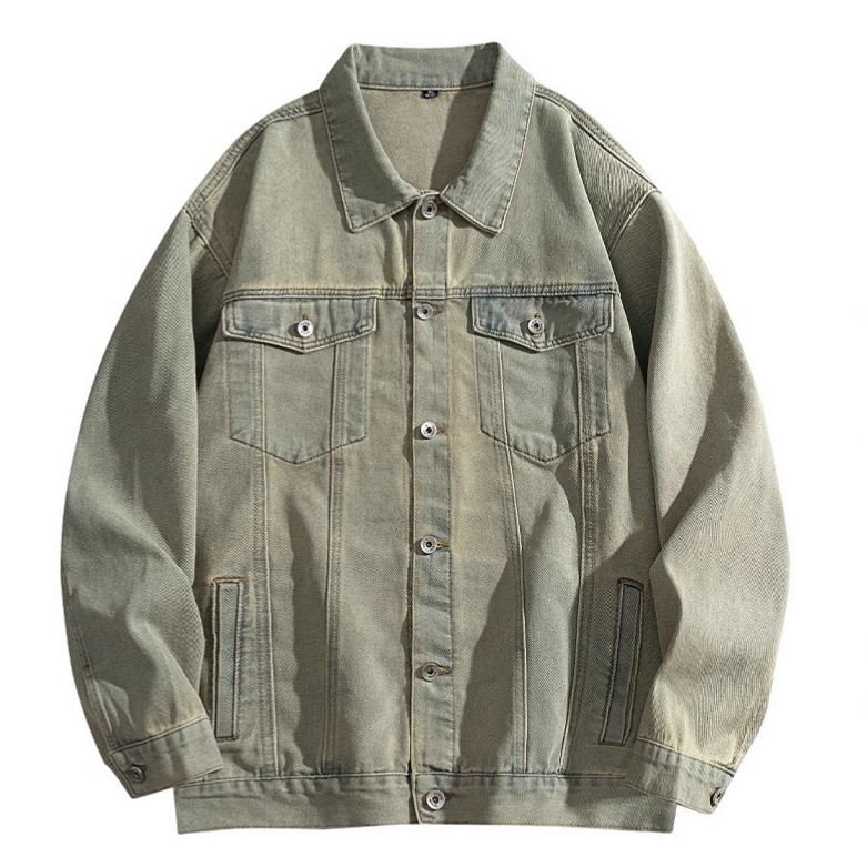 Cross-Border Men's Long-Sleeved Shirt Autumn Denim Jacket Loose Top Lapel Loose Men's Casual Jacket Men's Style