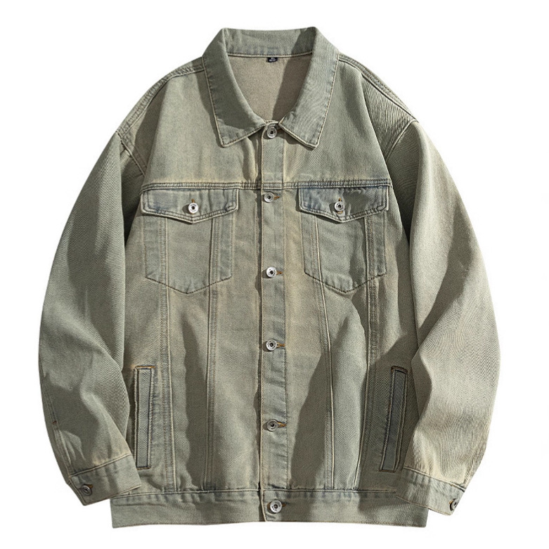 Cross-Border Men's Long-Sleeved Shirt Autumn Denim Jacket Loose Top Lapel Loose Men's Casual Jacket Men's Style