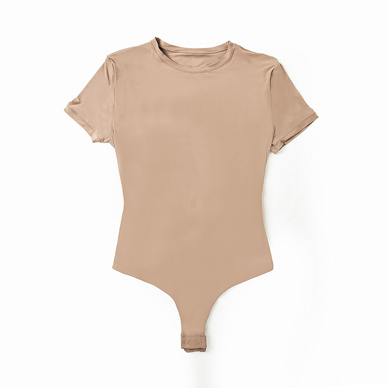 Venta directa de fábrica, body moldeador de cintura SK para mujer, camiseta de doble capa mate con control de abdomen y manga corta. image 9