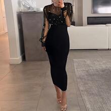 J 33818 Lace paneled bodycon dress ��˿ƴ�Ӱ�������ȹ