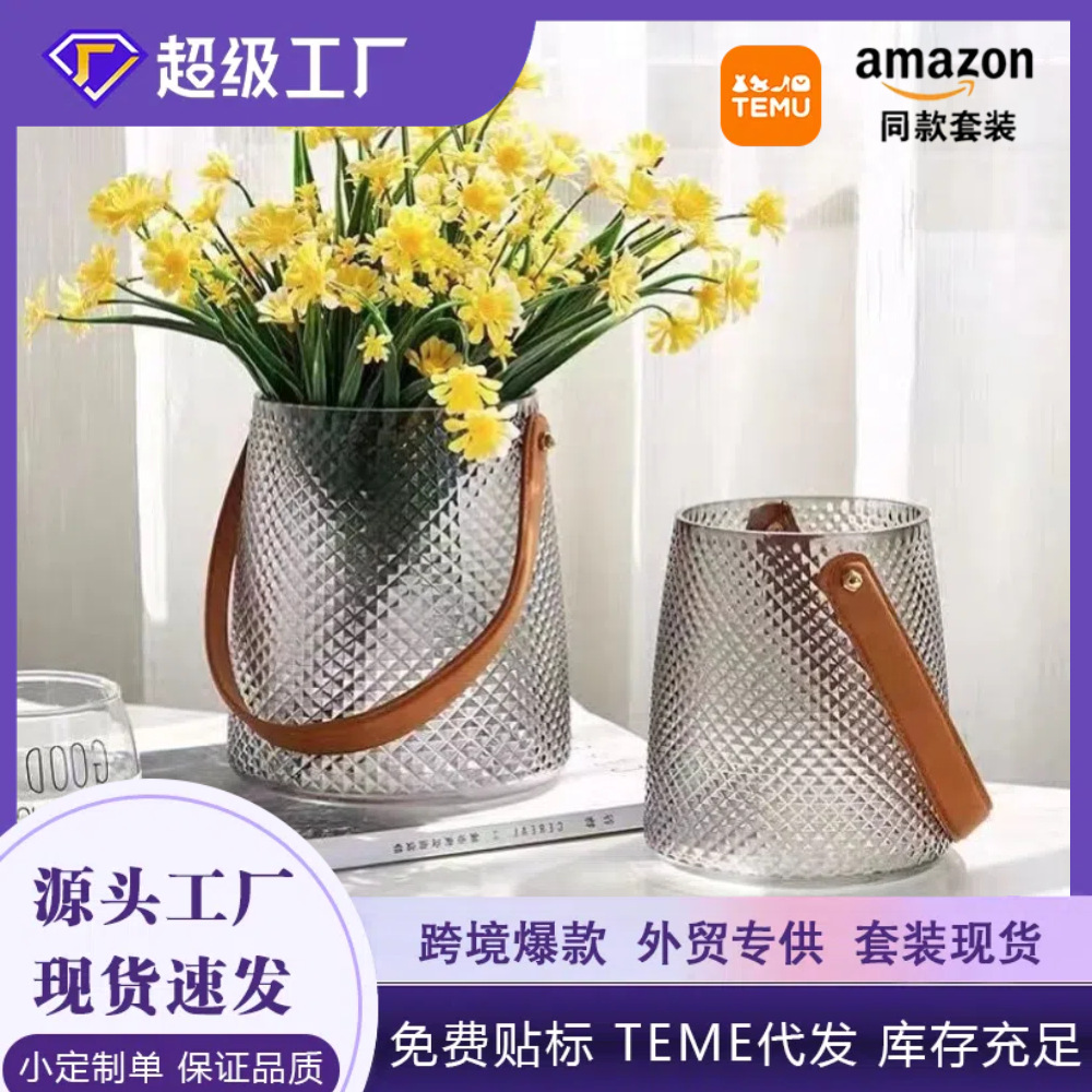 Luz florero de cristal portátil lujo simple hidropónico arreglo floral creativo escritorio decoración adornos