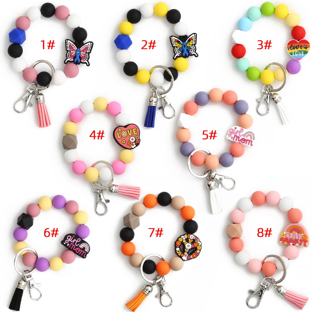 Sweet Rainbow Heart Shape Butterfly Silica Gel Unisex Bracelets display picture 1