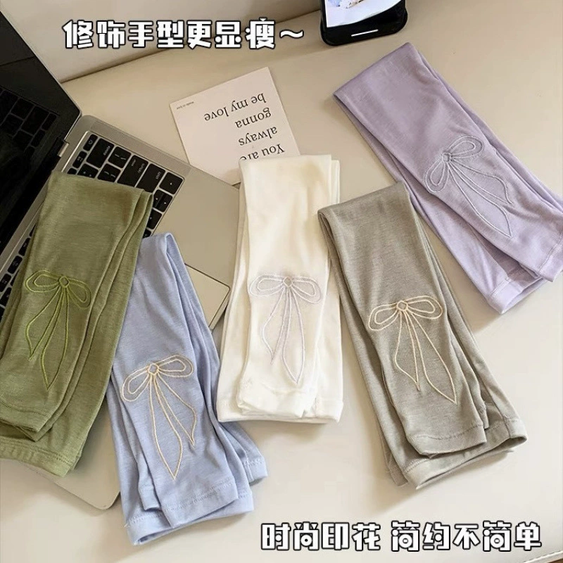 Модаль Летние солнцезащитные рукава женские вышитые банты ледяные рукава