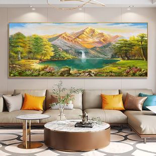Landscape Treasure Bowl Scenery Living Room Decorative Painting Pure Hand-Painted Oil Painting American Triptych Sofa Background Wall Hanging Painting Stereo