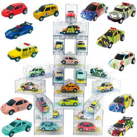供应合金回力小汽车模 拼装透明积木盒装儿童仿真玩具车模型批发.