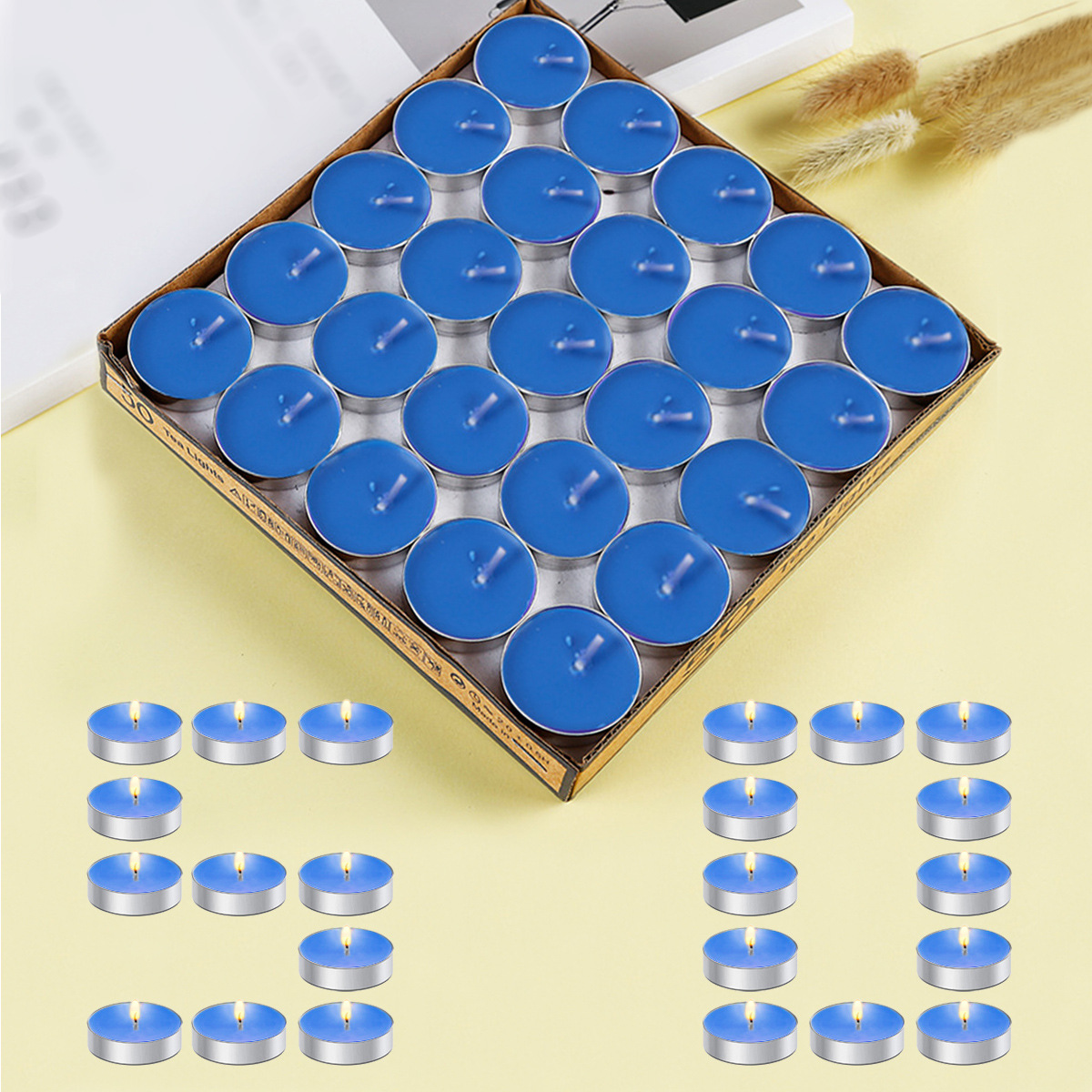 Fabricantes al por mayor círculo de vela de banana cumpleaños romántica atmósfera sin humo decoración de boda lámpara de té velas pequeñas