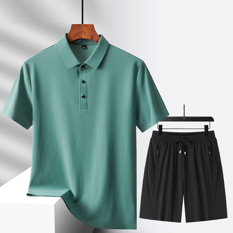 Nuevo traje de ocio deportivo, traje de ocio de hielo multicolor opcional, pantalones cortos de polo, un juego de color sólido para hombres y mujeres