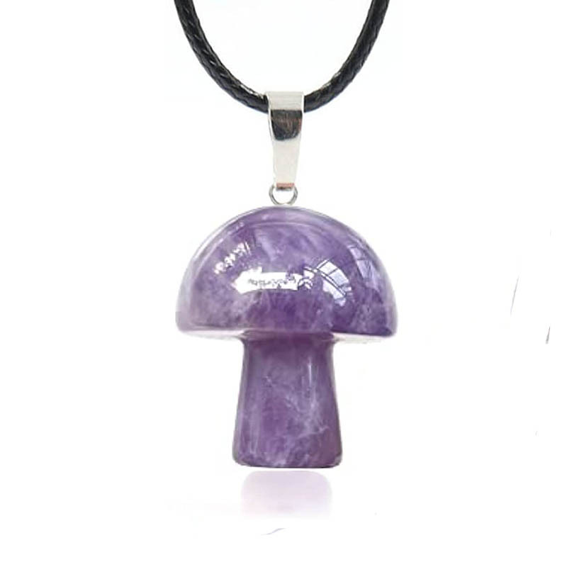 Holiday, Daily Occasion Crystal, Leather rope Material Casual Simple Style Mushroom Crystal Leather Rope Wholesale Charms Pendant Necklace