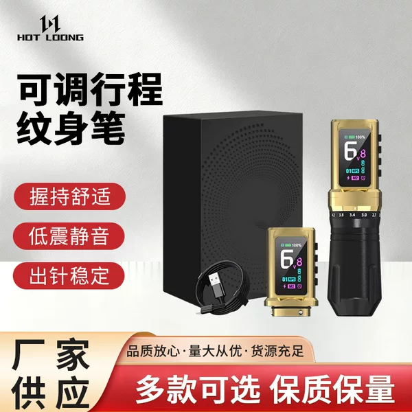 Dual battery 2200mAh*2 adjustable stroke tattoo pen wireless tattoo machine for line work and shading cross-border