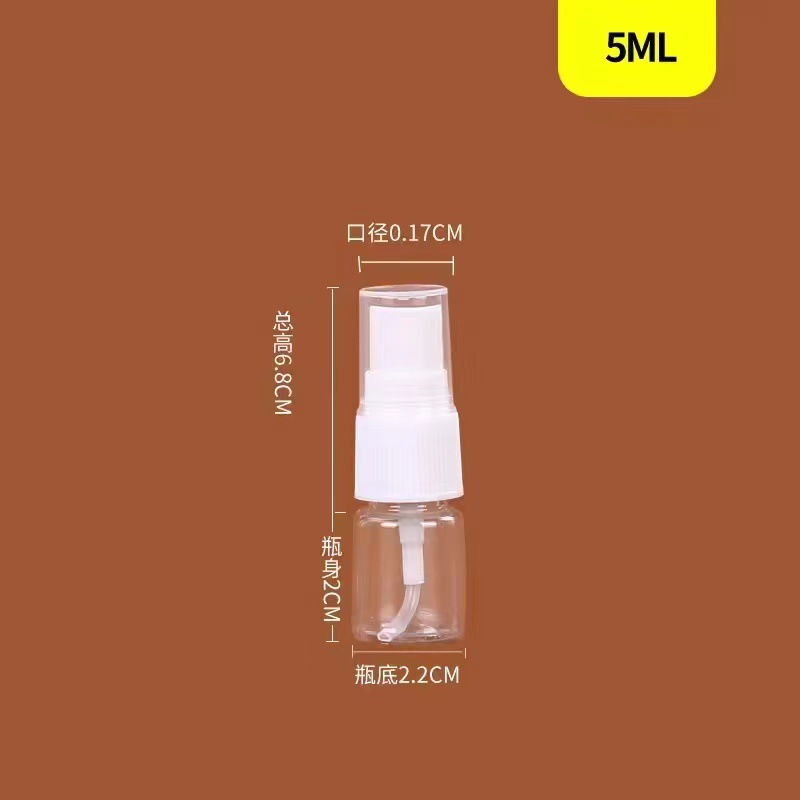 Botella de spray de plástico alcohol pequeña regadera transparente niebla fina perfume alcohol sub-botella maquillaje viaje portátil pequeña botella
