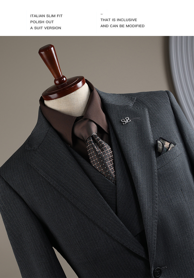Herren Anzug Gestreift Elegant Business Schlanke Passform_voghion.com