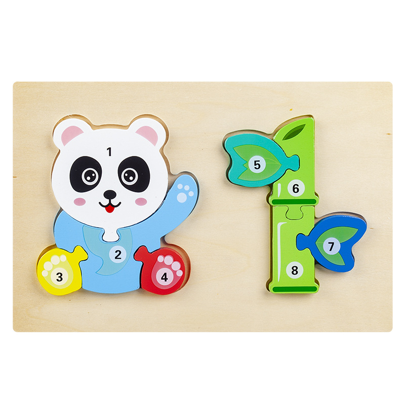 Pensamiento lógico para niños, cadena alimentaria, rompecabezas 3D, tablero de emparejamiento de bloques tridimensional, educación temprana, juguetes de madera educativos
