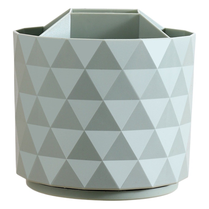 Caja de almacenamiento de maquillaje a prueba de polvo en forma de polvo con cepillo de maquillaje de escritorio transparente