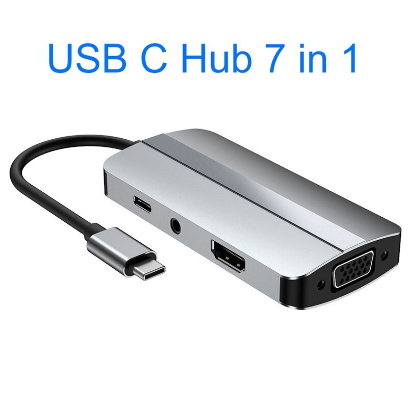 Byl-2106 7in1 Type-C to HDMI Vga USB C Aux Usb2.0/3.0 Pd85W