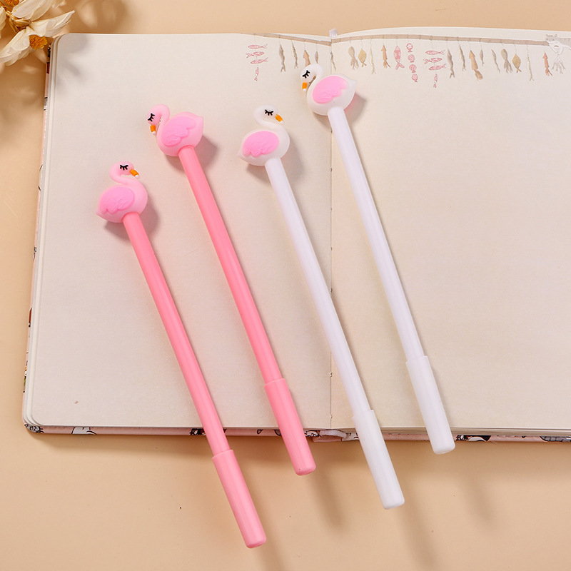 Cute Cartoon Flamingo Gel Pen Creative Stationery Student Fresh Style Swan Office Water-Based Signature Pen Wholesale