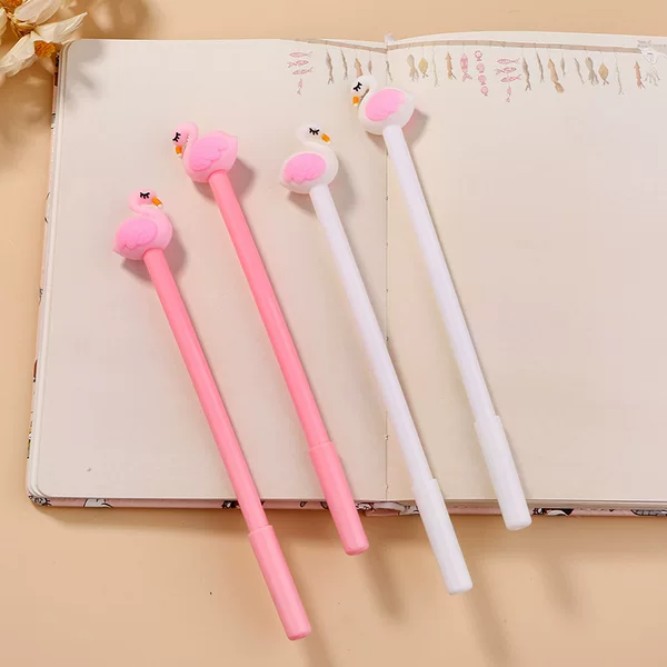 Cute Cartoon Flamingo Gel Pen Creative Stationery Student Fresh Style Swan Office Water-Based Signature Pen Wholesale