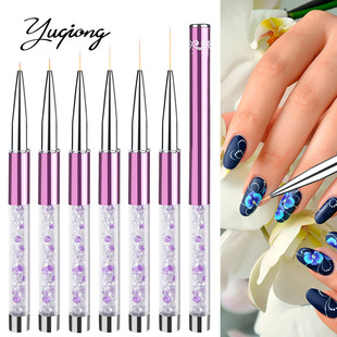 Cross-Border 6 drill pipe nail pen suit ultra-fine drawing pen painted flower pen with lid nail salon special Wholesale