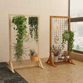 落地式阳台植物架花架铁艺实木网格展示架子收纳幼儿园装饰置物架