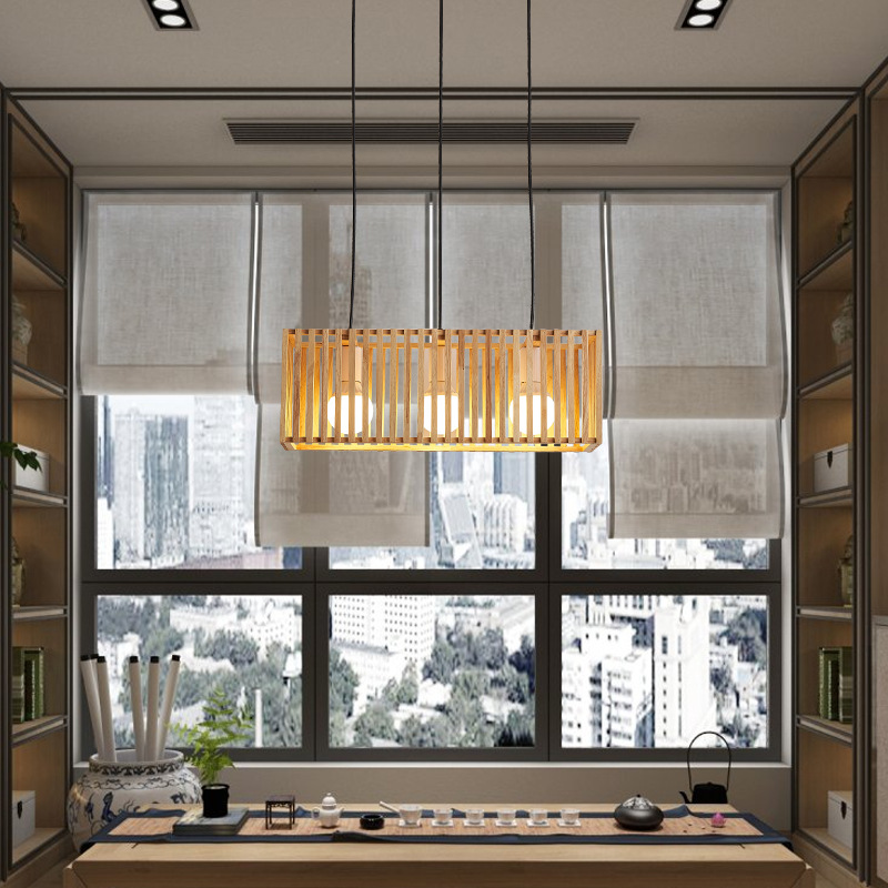 Lámpara colgante de estilo chino del sudeste asiático, simple y única, para restaurante especializado en arte de bambú tatami japonés, iluminación de casa de campo, barra de bar, sala de estudio