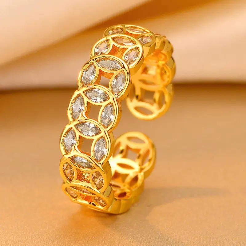 爆款戒指女发财指环钱币造型活口戒轻奢气质百搭气质对戒饰品