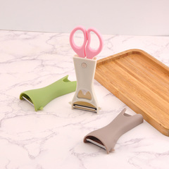 New stainless steel kitchen multi-functional magnetic peeler and ceramic scissors set for home use, includes peeler and bottle opener