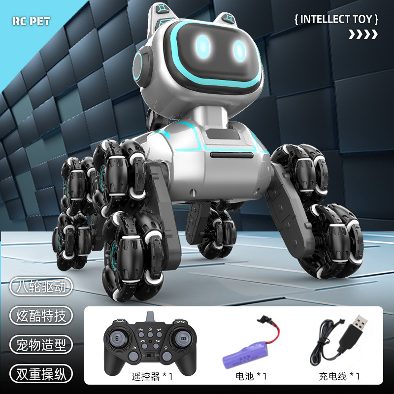 Control remoto para niños de ocho ruedas acrobacias robot perro sensor de gestos iluminación eléctrica música rompecabezas robot control remoto coche
