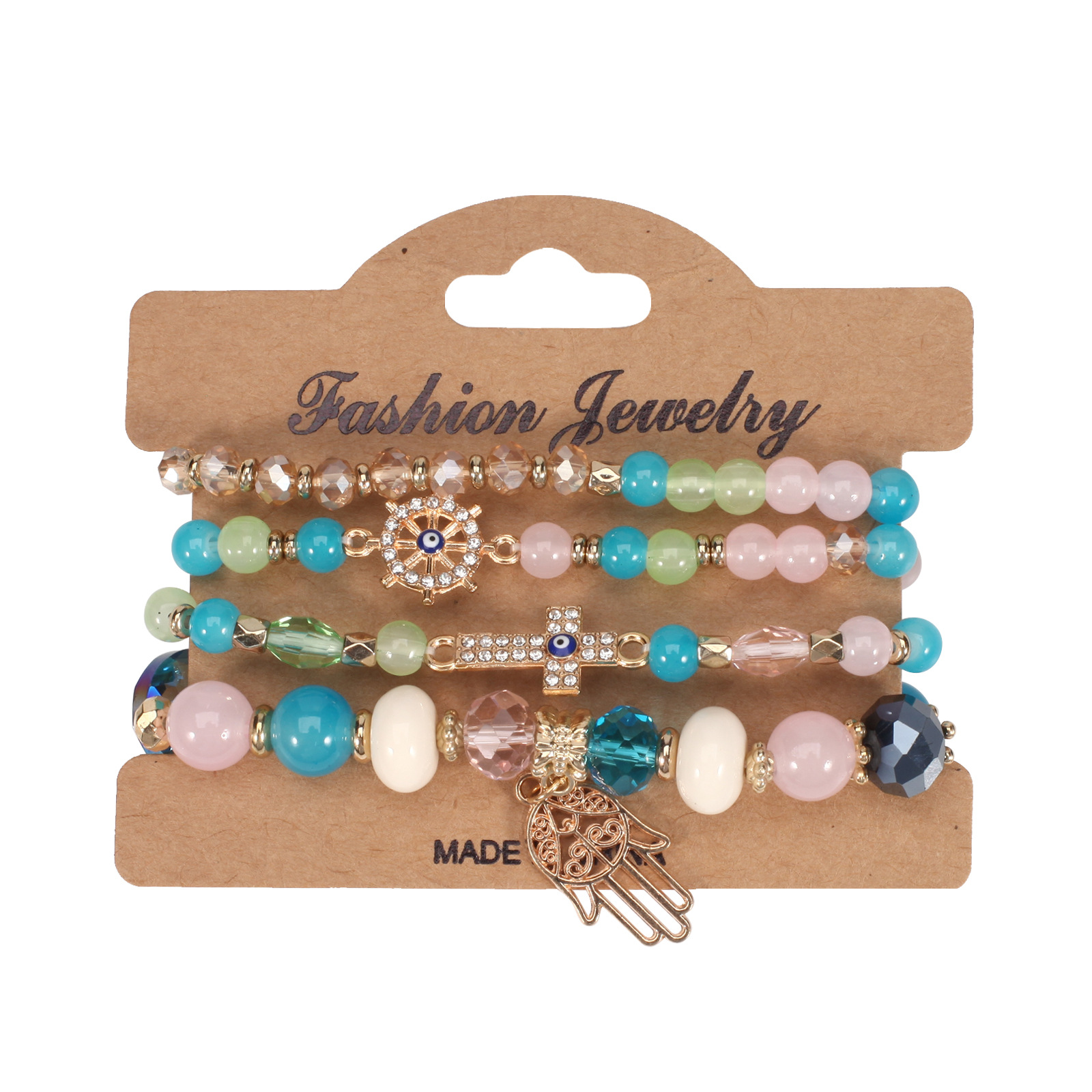 Round Pattern Women's Gender Simple Style Classic Style Round Glass Glass Beaded Women's Bracelets