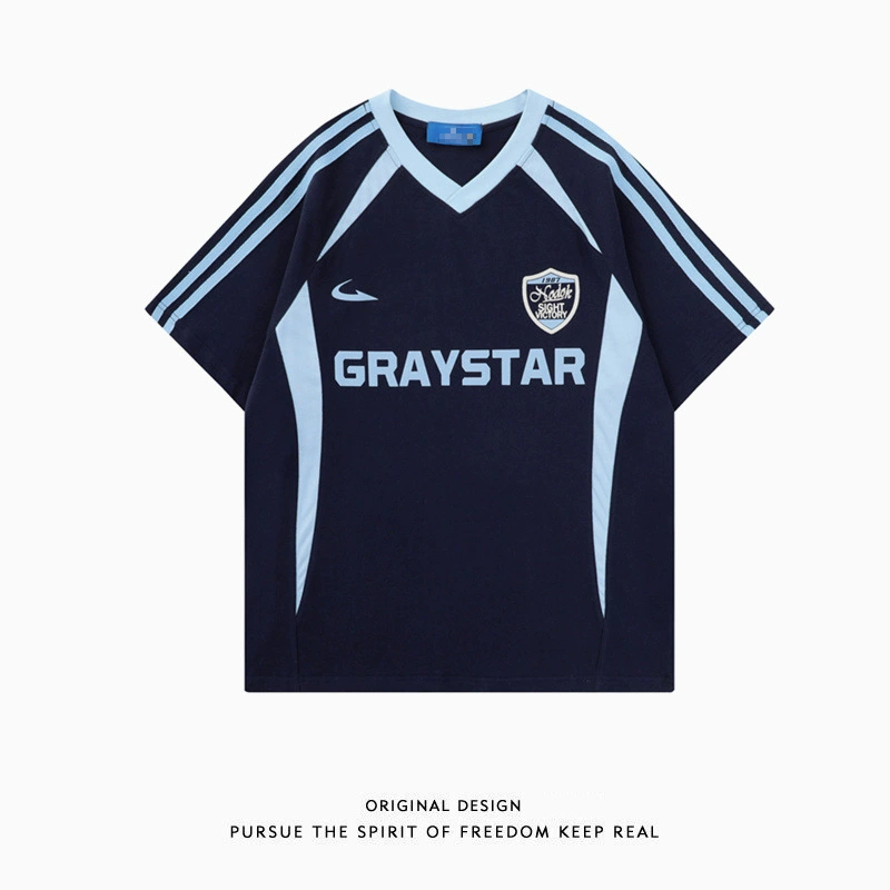 Плюс-сайз в полоску с цветными блоками в американском стиле и v-образным вырезом, свободная повседневная футболка большого размера 150kg с короткими рукавами для мужчин и женщин, уличная футболка для пар