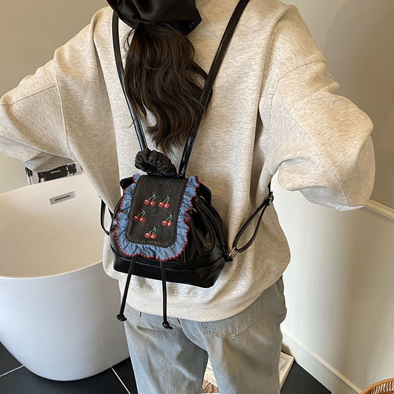 Sweet Cool Wind, mochila pequeña para niños y niñas, mochila de encaje dulce, mochila de cereza para niños.