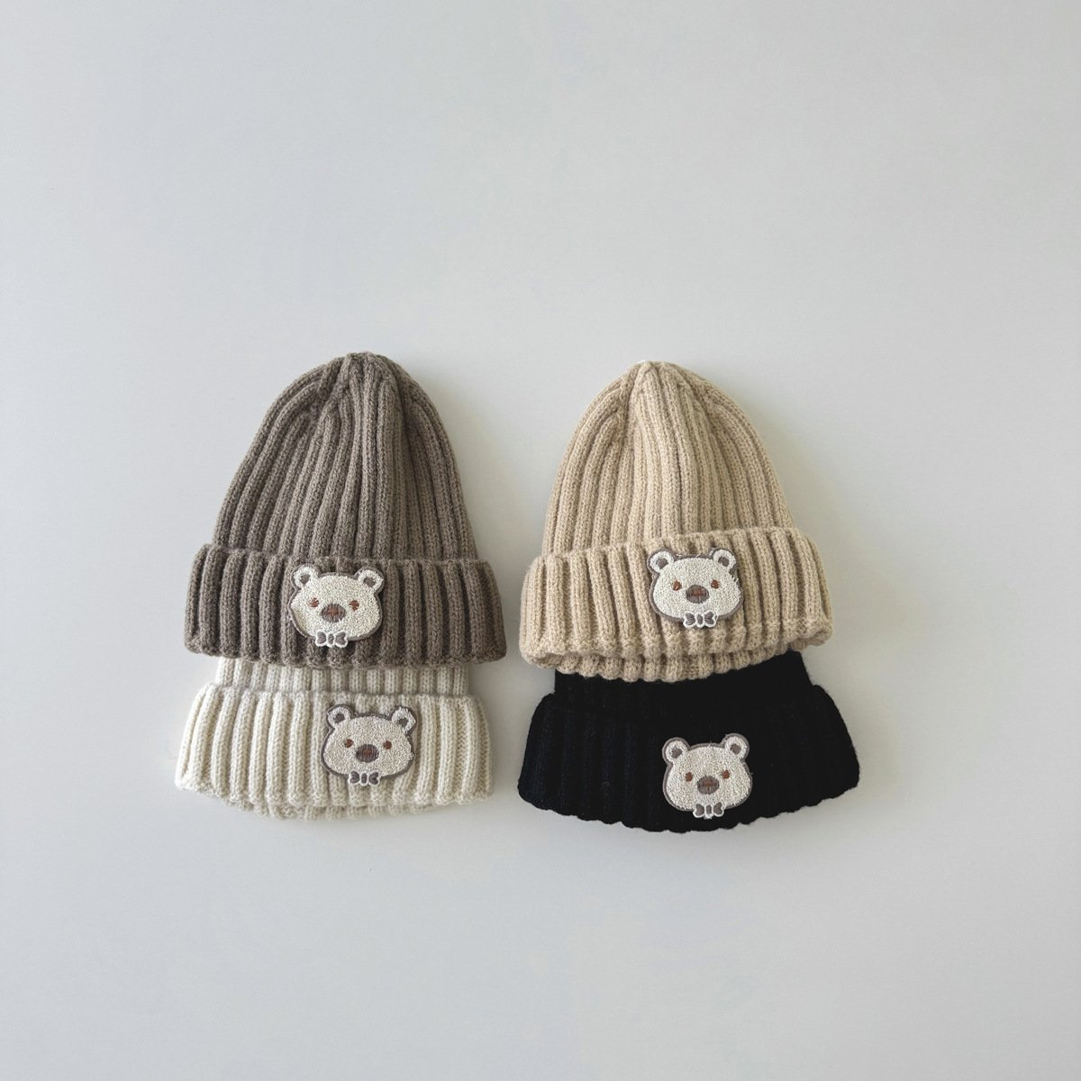 Unisex Babymütze Süße Bär Melonenschale Strickmütze für Kinder_voghion.com