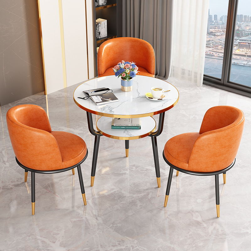 Fábrica directa de lujo ligero de recepción mesa y silla combinación de mesa de comedor de pequeño tipo de casa ocio leche tienda de té Negociación de café