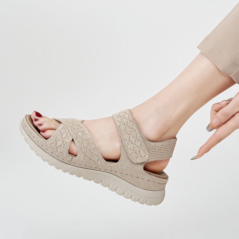 L1902 - 4 Amazon Europa y los Estados Unidos sandalias deportivas casuales nuevas 2025 Velcro hueco zapatos casuales de mujer