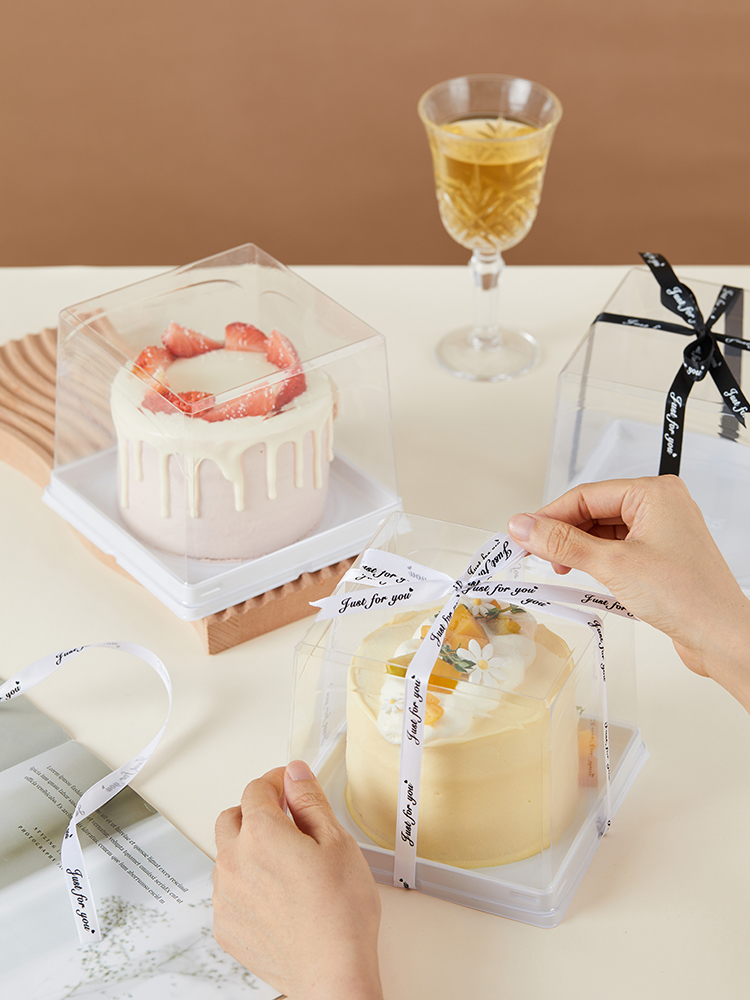 Caja de pastel de cuatro pulgadas, caja de mousse de fresa de tres pulgadas, 3 / 5 pulgadas, caja de embalaje de pastel de 4 pulgadas, caja de panadería transparente