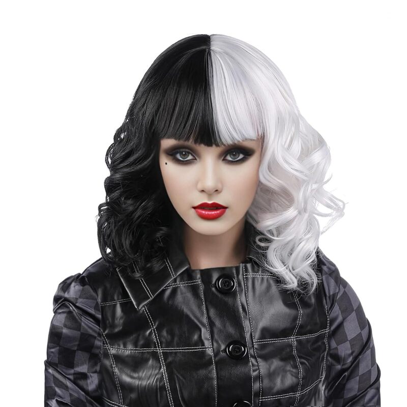 Halloween Wig for Women, Kuiara Black and White Curly Hair, Short Curly Wig for Women, Full Headgear, Factory Direct Sale Halloween Wig for Women, Kuiara Black and White Curly Hair, Short Curly Wig for Women, Full Headgear, Factory Direct Sale