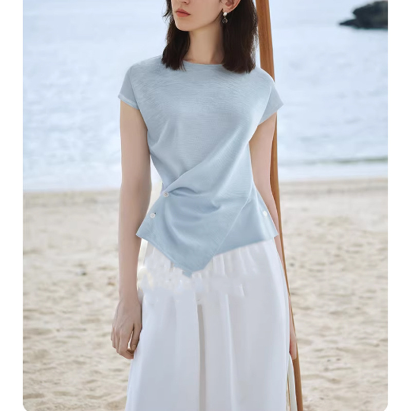 Vòng cổ nữ dây mảnh thiết kế đan ngắn phong cách vintage — xanh lam, màu trắng chi tiết 1