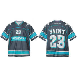 美式潮牌速干网眼冰球服印花球衣短袖T恤男女情侣休闲宽松半袖