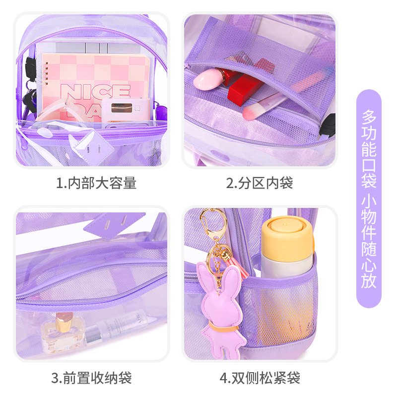 Transfronterizo Amazon mochila transparente impermeable gran capacidad unisex mochila de hombro de PVC de escuela secundaria