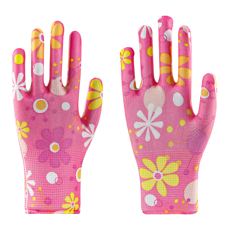 Guantes impresos de nailon de colores fabricantes al por mayor guantes elásticos delgados núcleo transpirable protección solar protección contra el trabajo antiestático