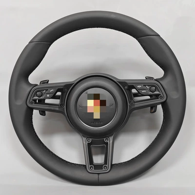 Rivet-style steering wheel suitable for Porsche 911, Cayenne, 718, Panamera, Cayman, Boxster installation and upgrade (Steering wheel) - black-frame