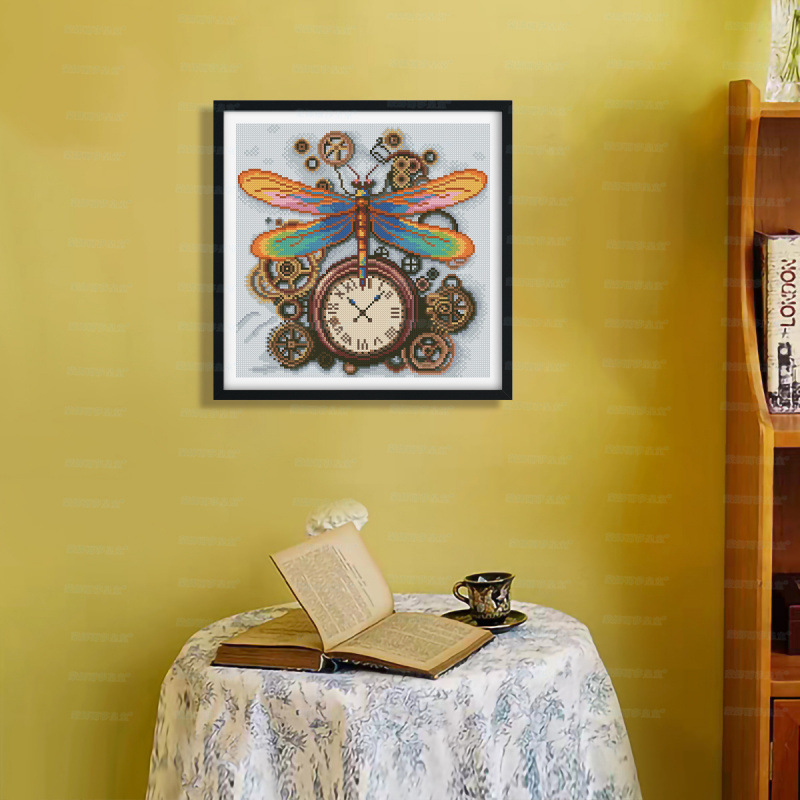 Mona Lisa real reloj de punto de cruz y libélula nueva sala de estar simple decoración retro bordado de hilo hecho a mano image 4