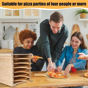 Wooden Pizza Storage Rack Desktop Pizza Holer Baking Tools Bread Snack Copping Board Punch-Free Solid Wood Tray