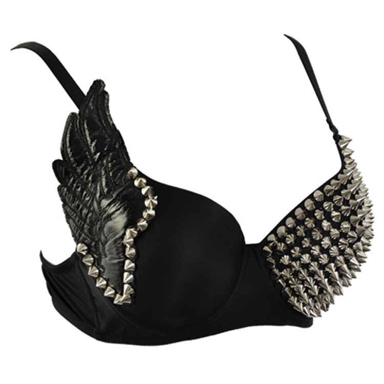 Punk Studded Wings Nightclub Stage Performance Bra display picture 3