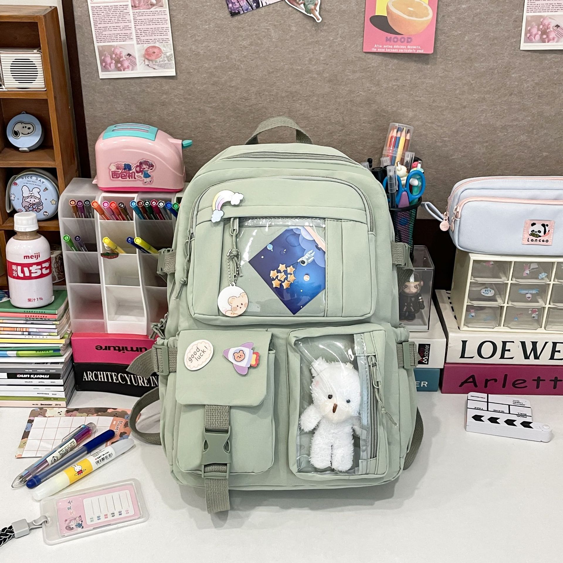 Mochila de estudiante de secundaria de gran capacidad estilo ins